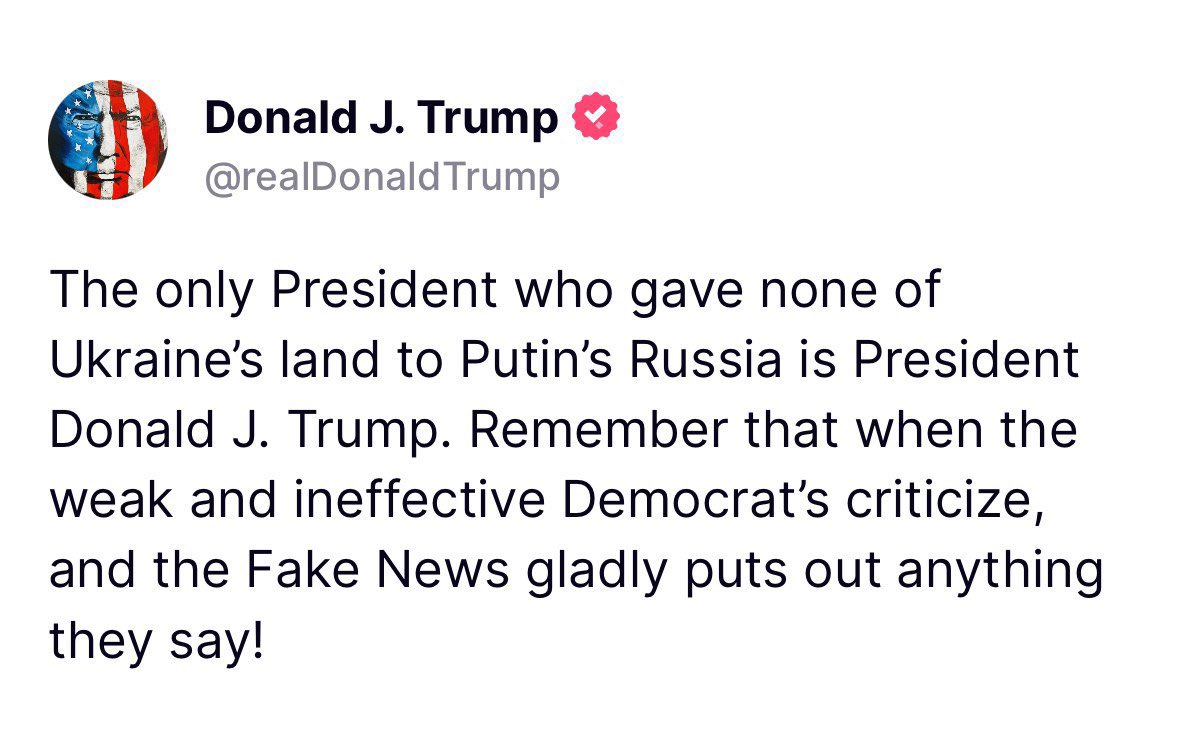 Trump claims he’s the only president who didn’t cede Ukrainian land to Russia.