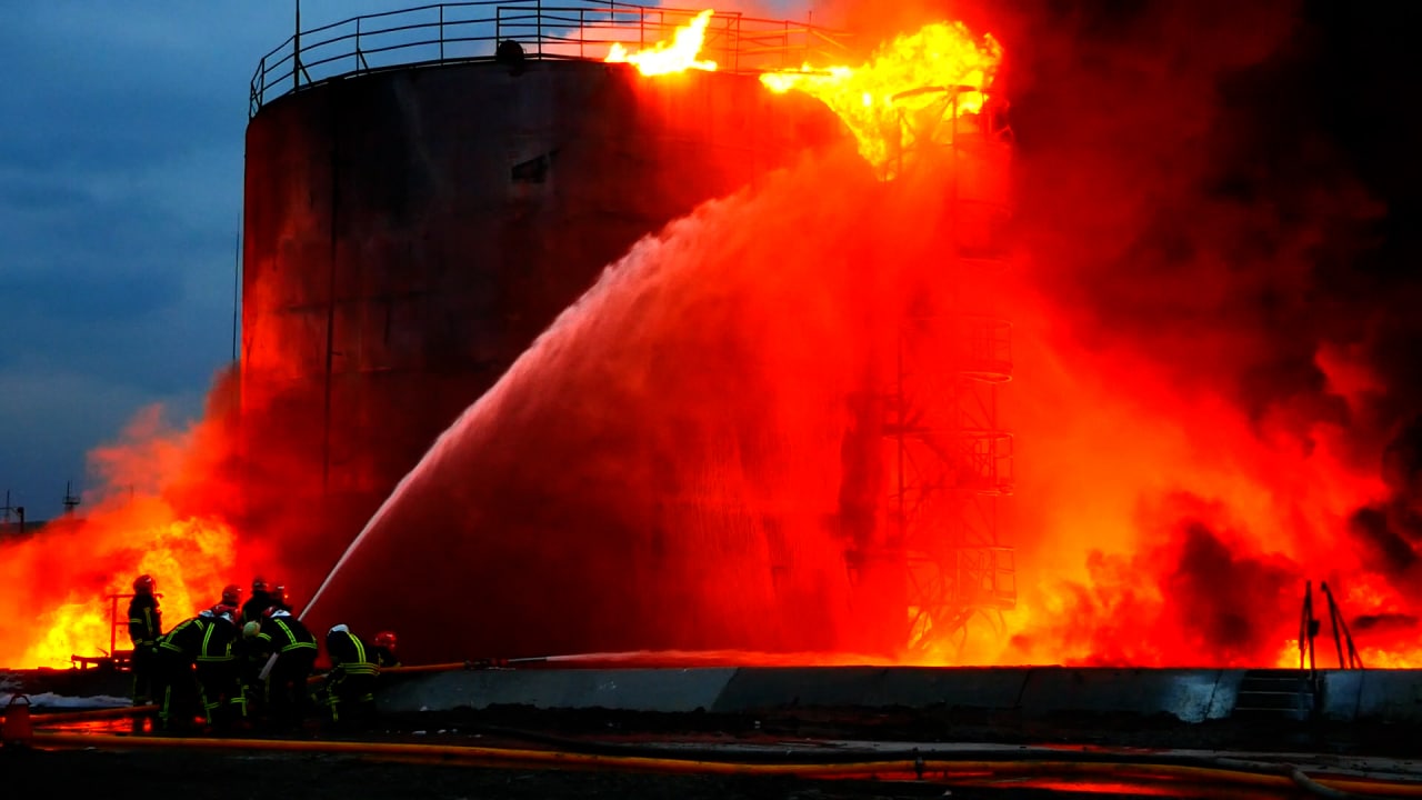 Rescuers extinguish fire at industrial enterprise hit by occupiers in Lviv