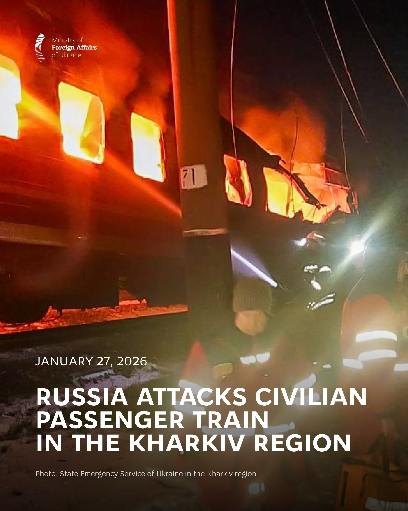 Russian strike on passenger train in Kharkiv injures two