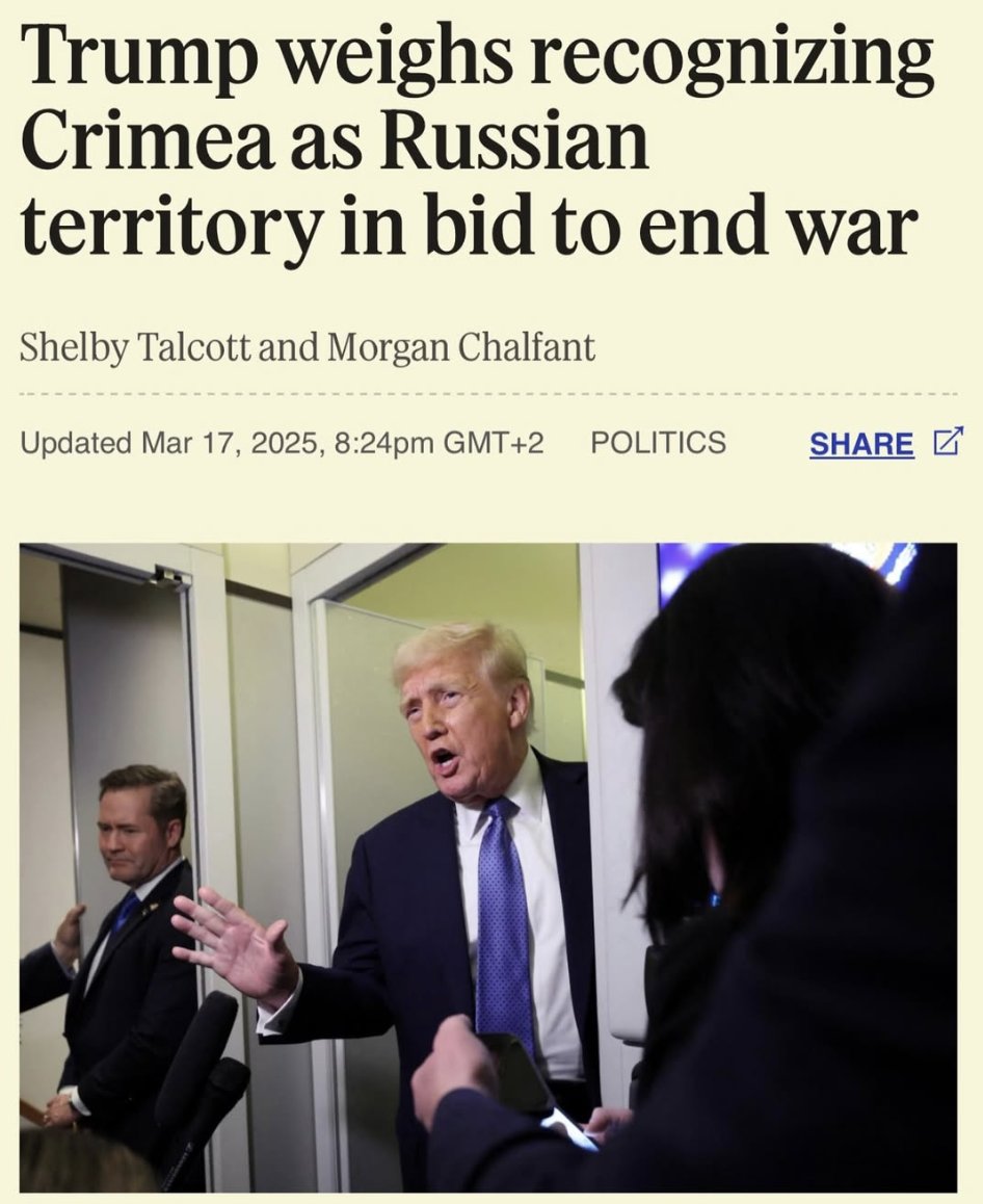 Trump considers recognizing Crimea as Russian to end war