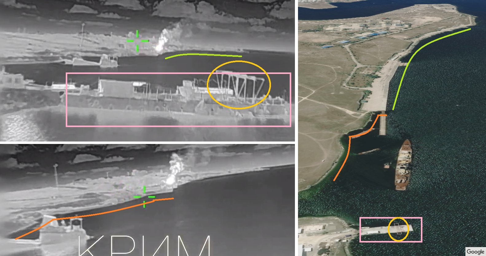 Ukrainian GUR Films Sunk Boat and Burning Vessel in Russian-Occupied Crimea
