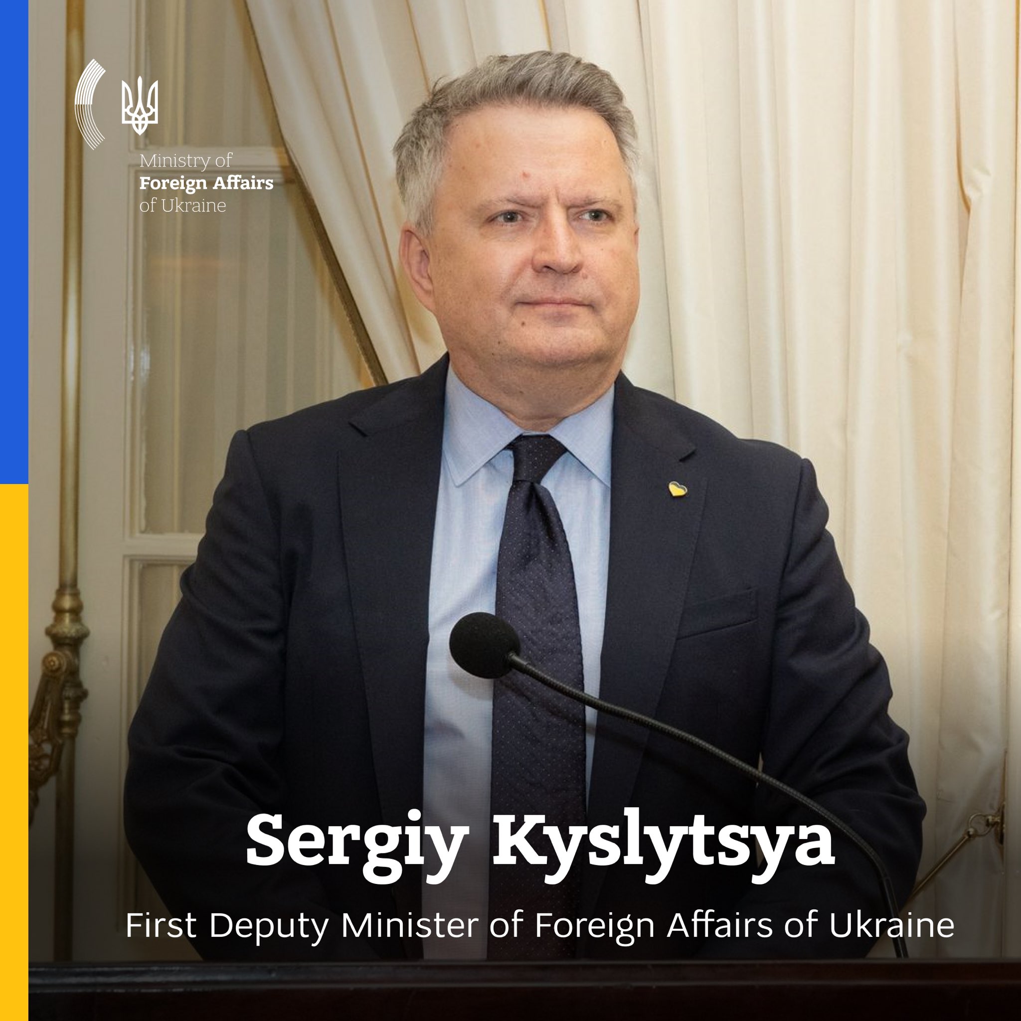 Ukraine congratulates Sergiy Kyslytsya as First Deputy Foreign Minister