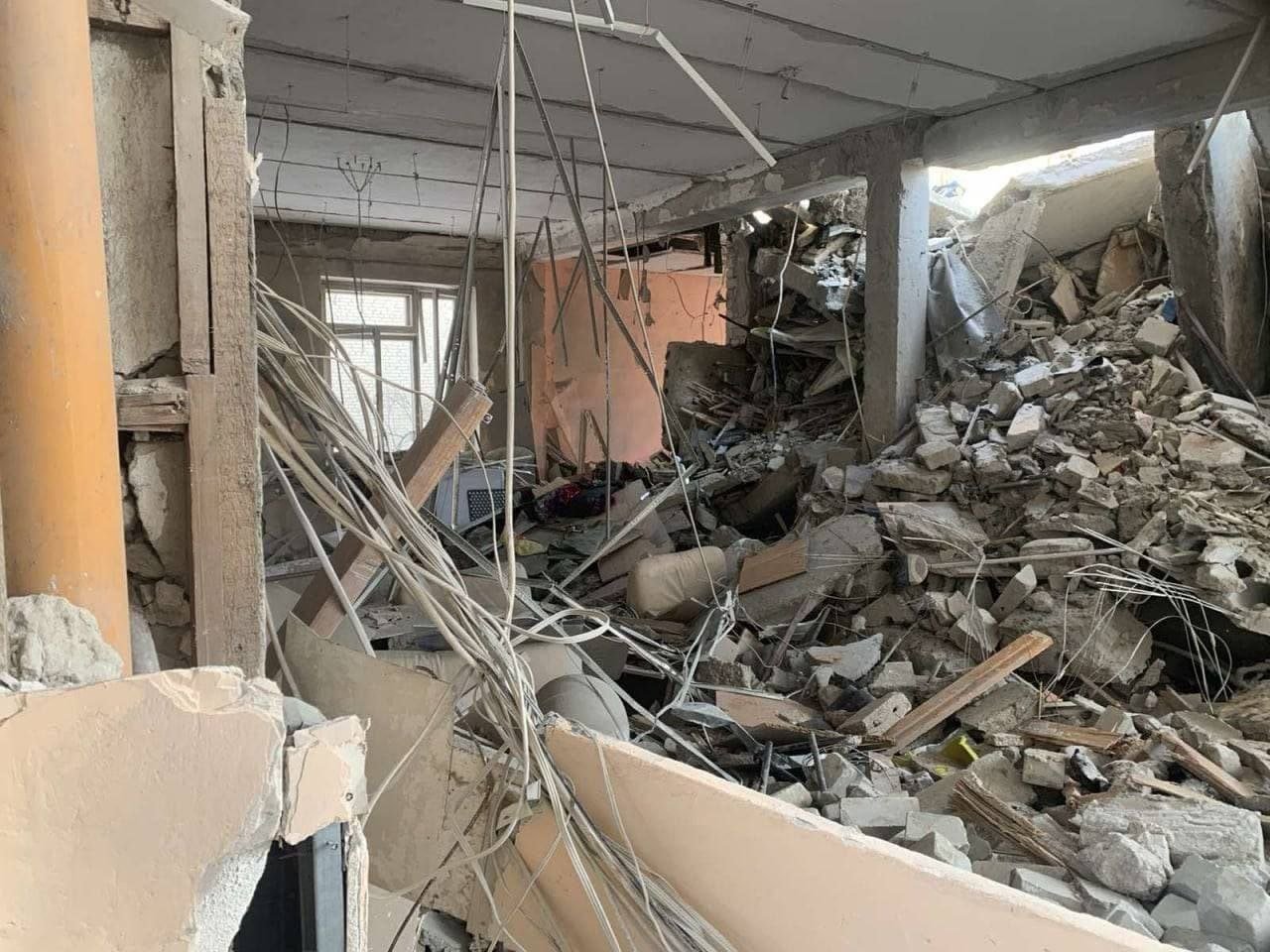 Aftermath of the Russian strike on the Oskil psychoneurological facility