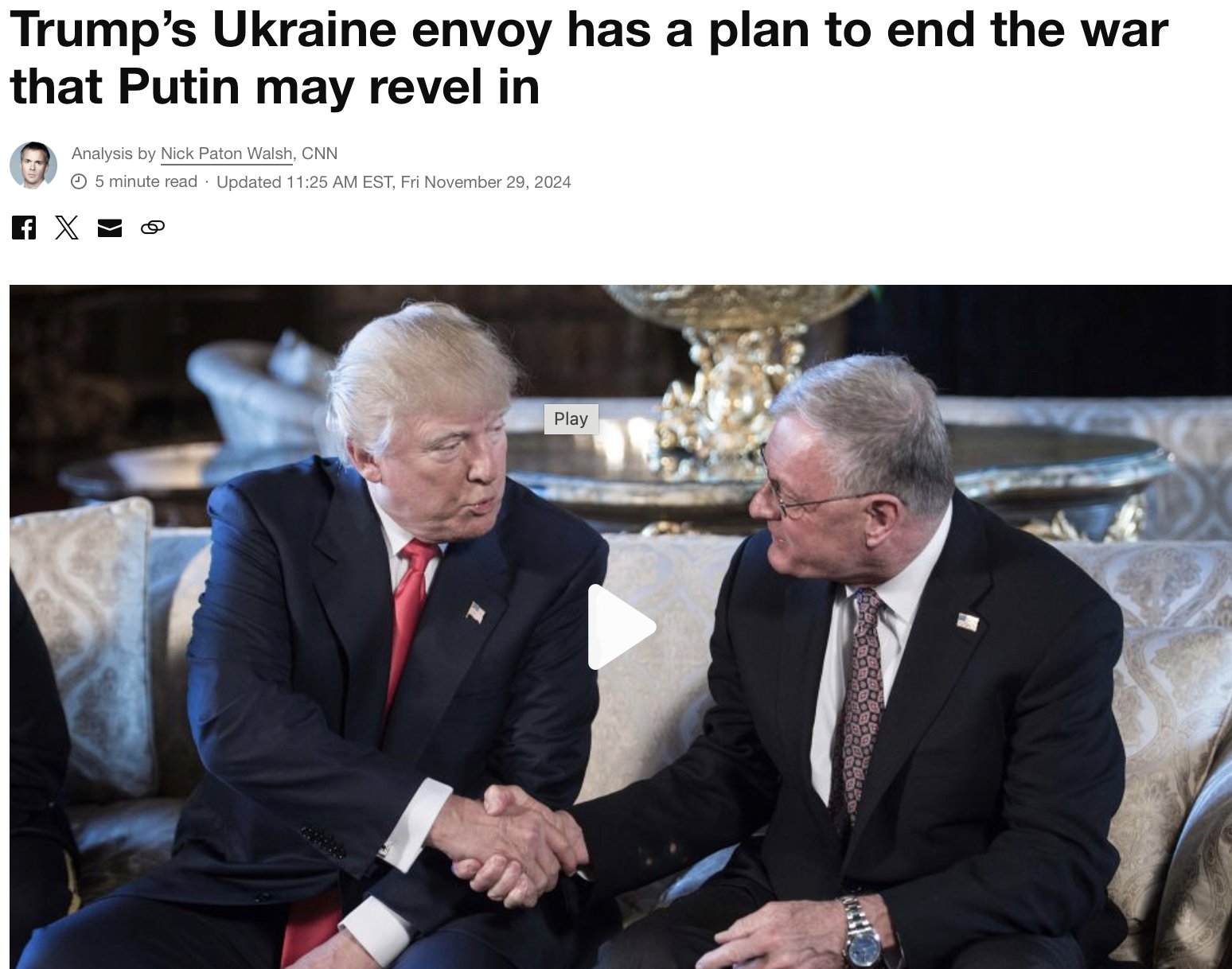 Trump picks Keith Kellogg as Ukraine envoy backing freeze plan