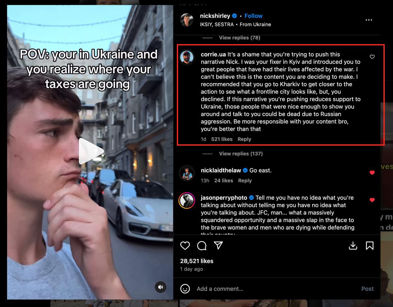 Video journalist confronts Ukraine mockery creator in Kyiv, fixer role revealed