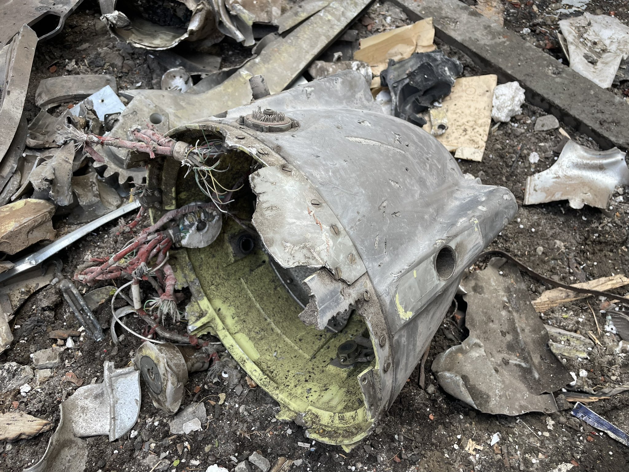 Unidentified debris from cruise missile strike in Kharkiv