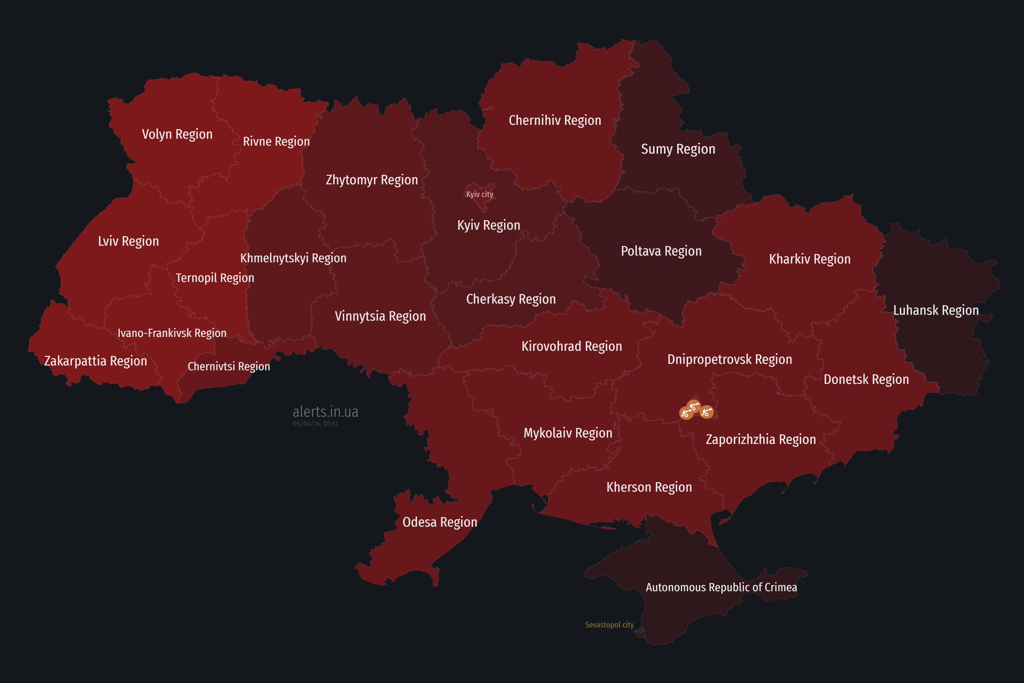 Nationwide air raid alert in Ukraine as ballistic missiles and Kalibrs airborne