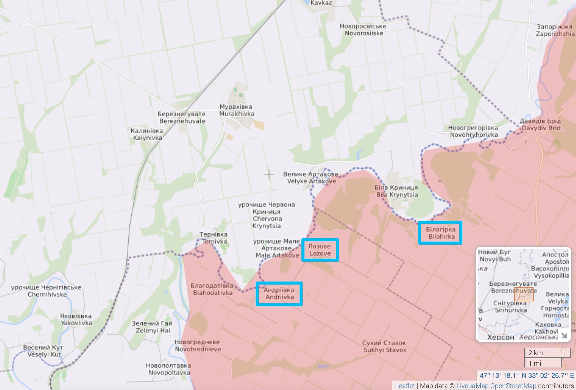 Resurgence of fighting near Andriivka, Lozove and Bilohirka