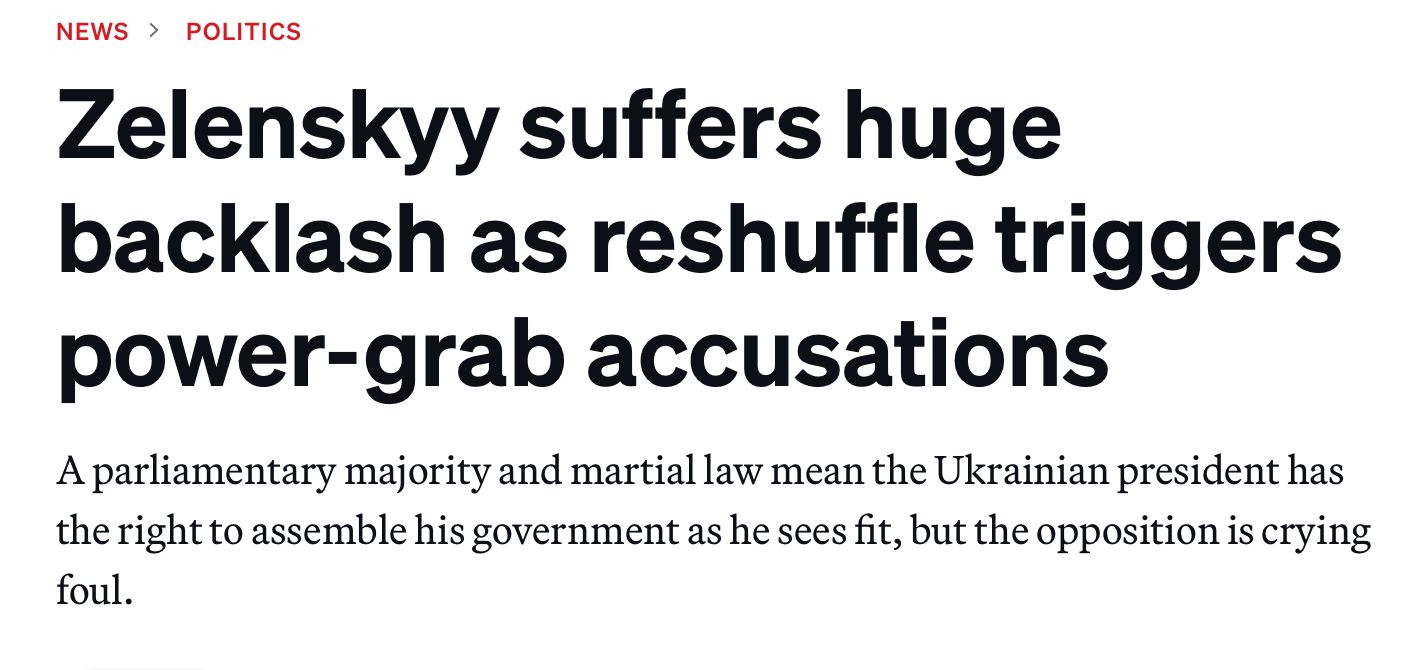 Zelenskyy reshuffle triggers backlash and power-grab accusations
