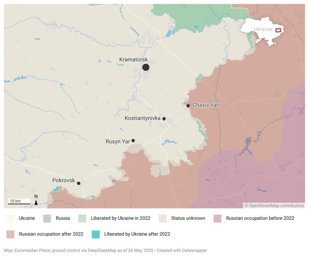 Russia’s costly gains near Chasiv Yar and Kostiantynivka contrast sharply.