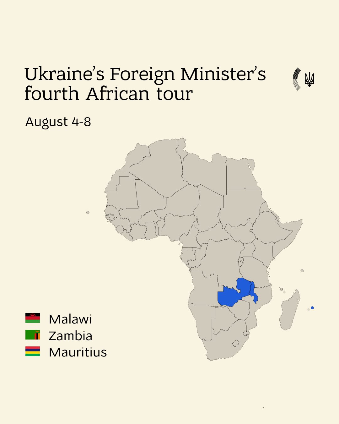 Ukraine’s FM to visit Malawi, Zambia, Mauritius for first time