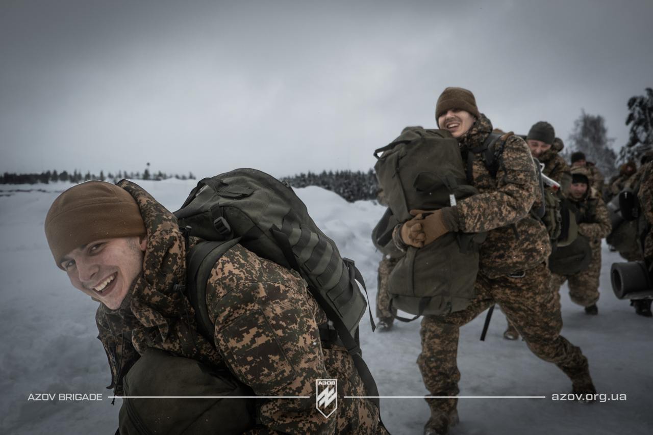 Recruits of the 12th Azov Brigade undergo basic military training