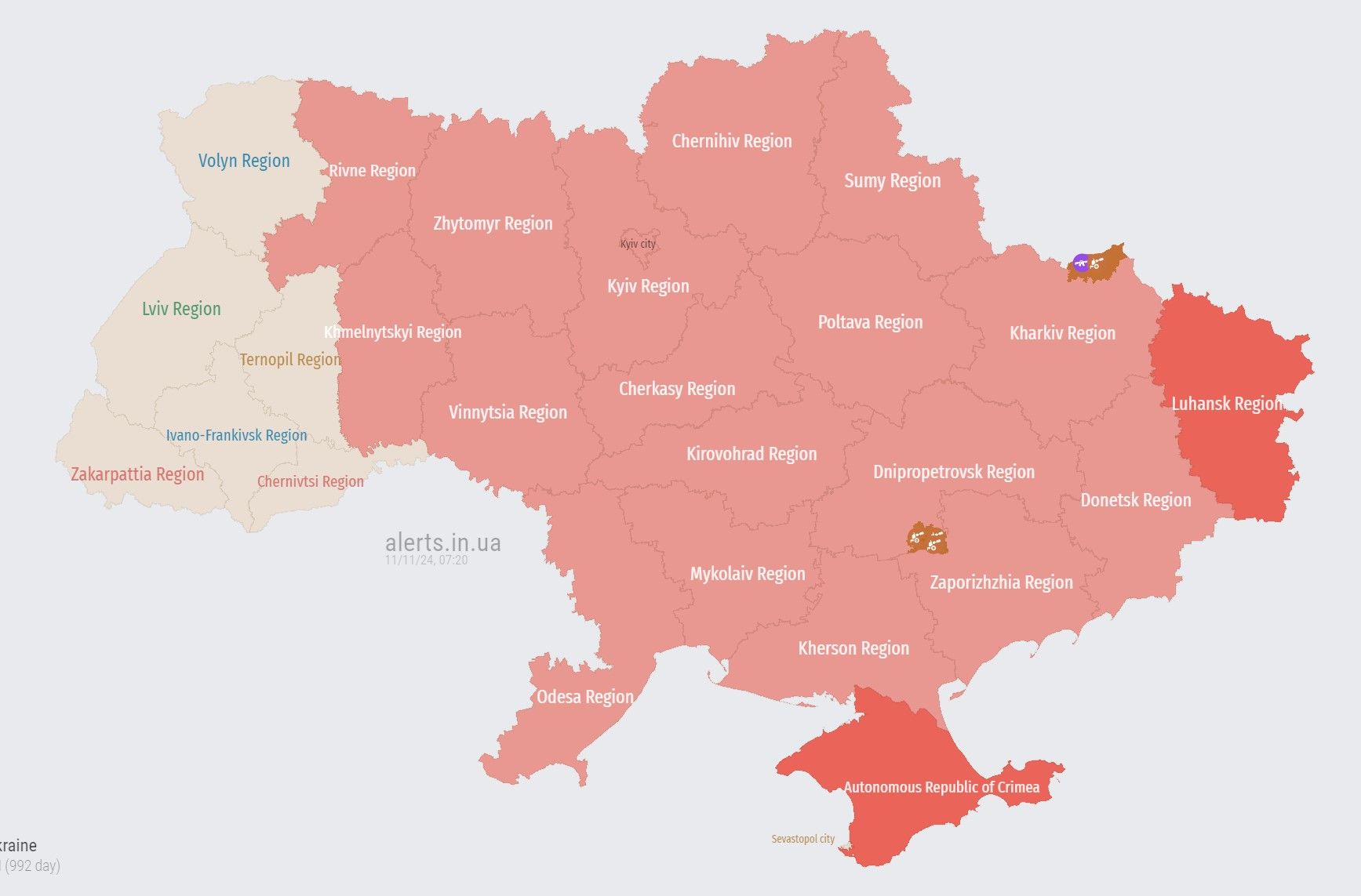 Air alert in Ukraine: jets and bombers airborne