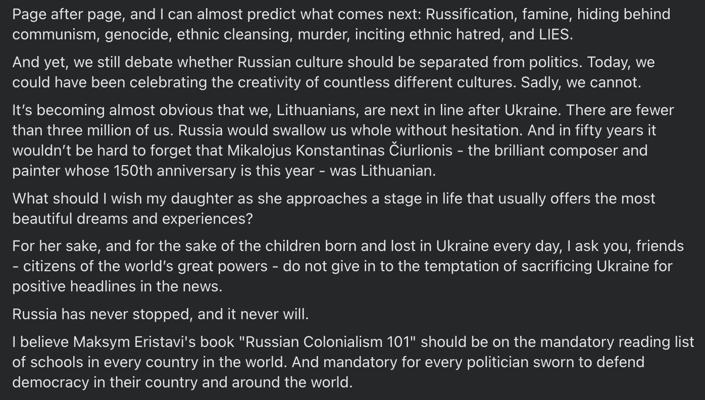 Recommendation: Maksym Eristavi’s “Russian Colonialism 101”, mandatory global reading.