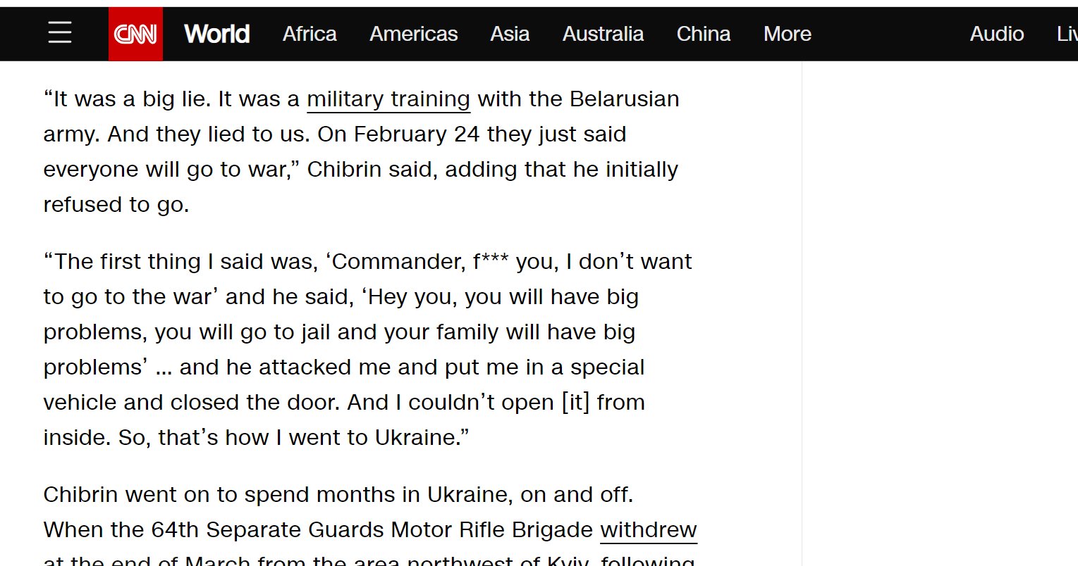 Chibrin claims deception on Belarus deployment, forced into Ukraine