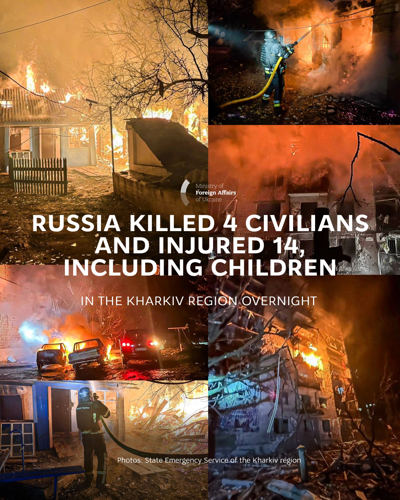 Russia strikes Kharkiv region, killing four and injuring fourteen including children