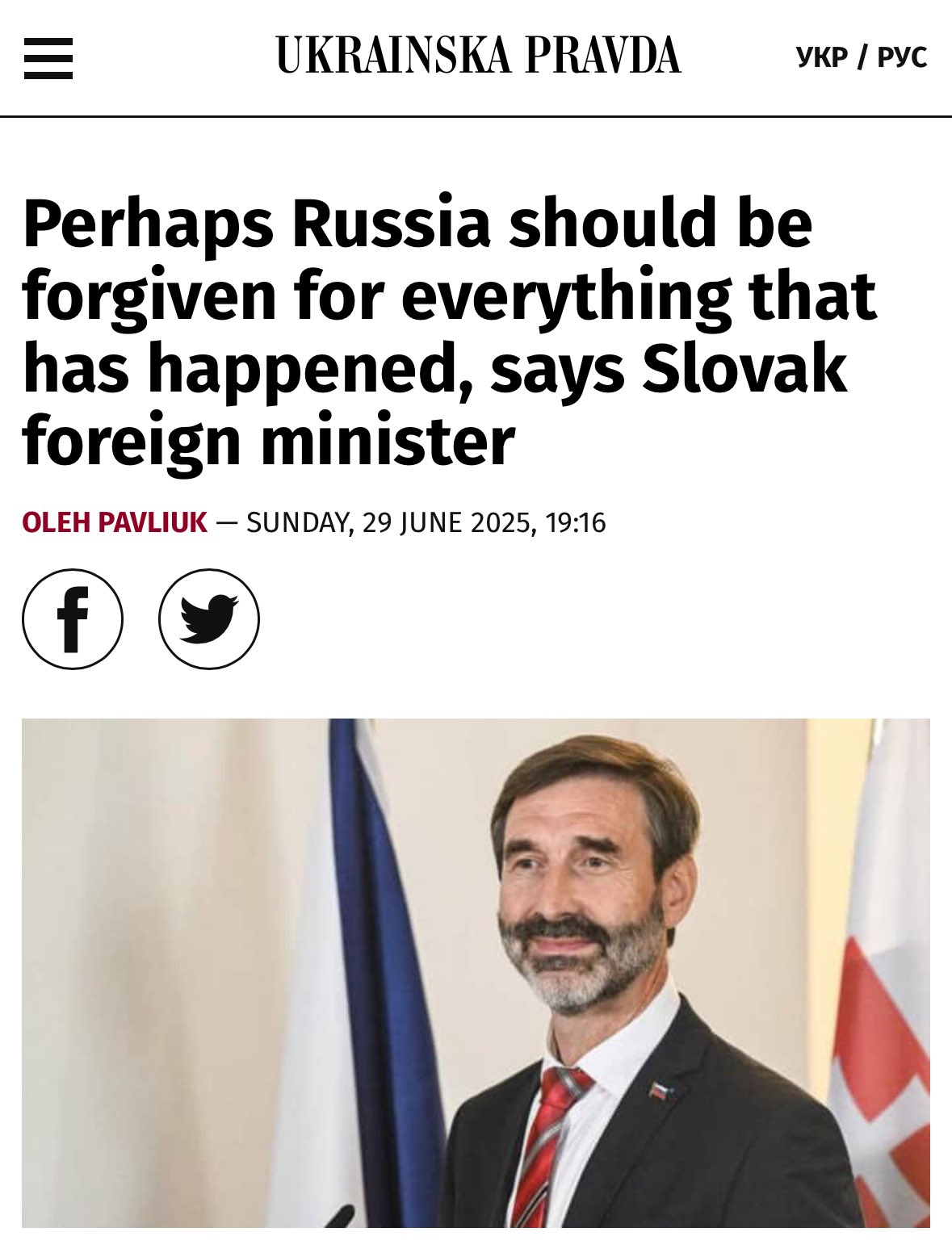 Ukraine rejects Slovakia’s call for forgiveness and dialogue with Russia