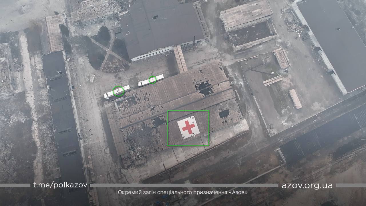 Azov denounces shelling of red cross–marked building