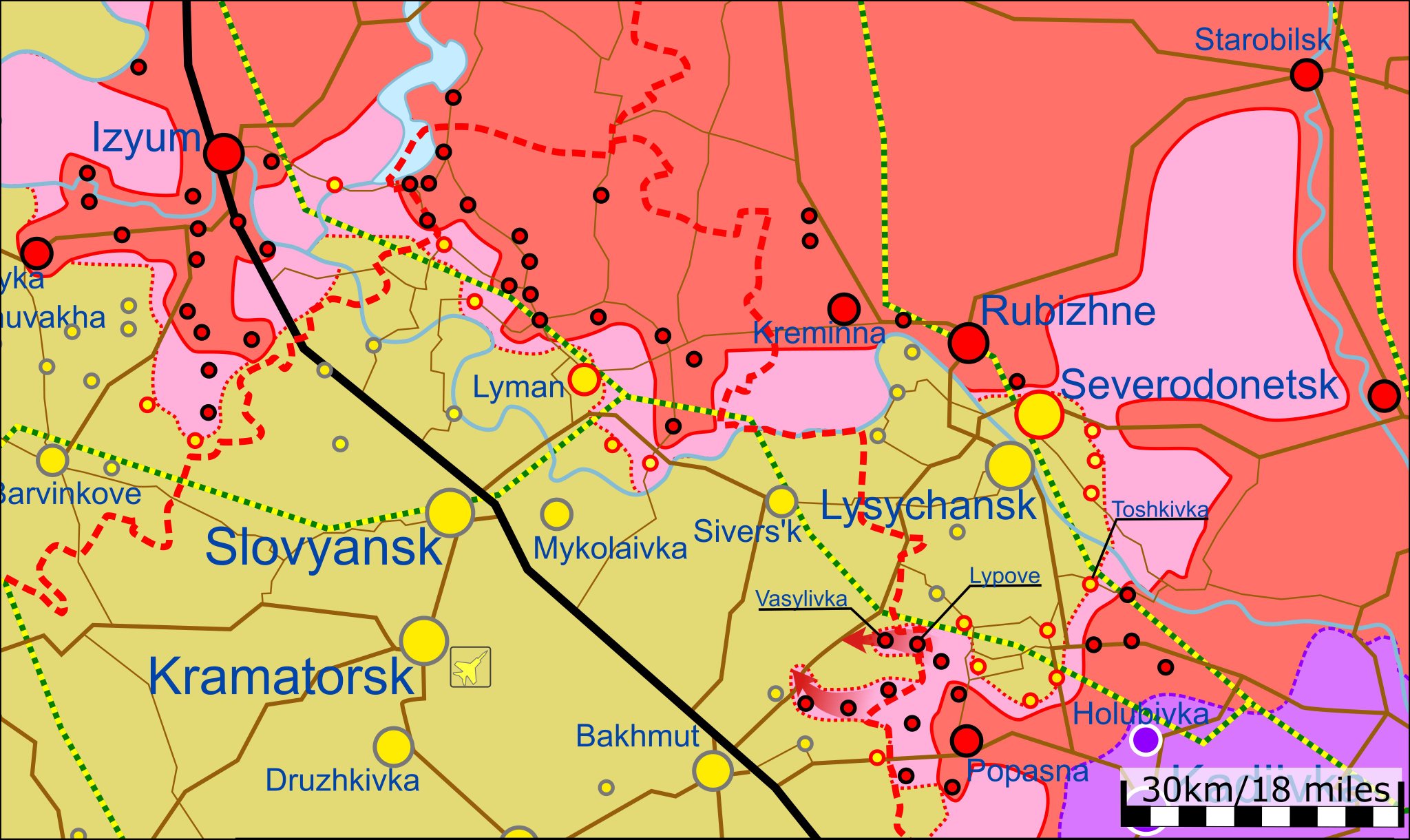 Russian forces break through in Popasna, enter Lyman and advance