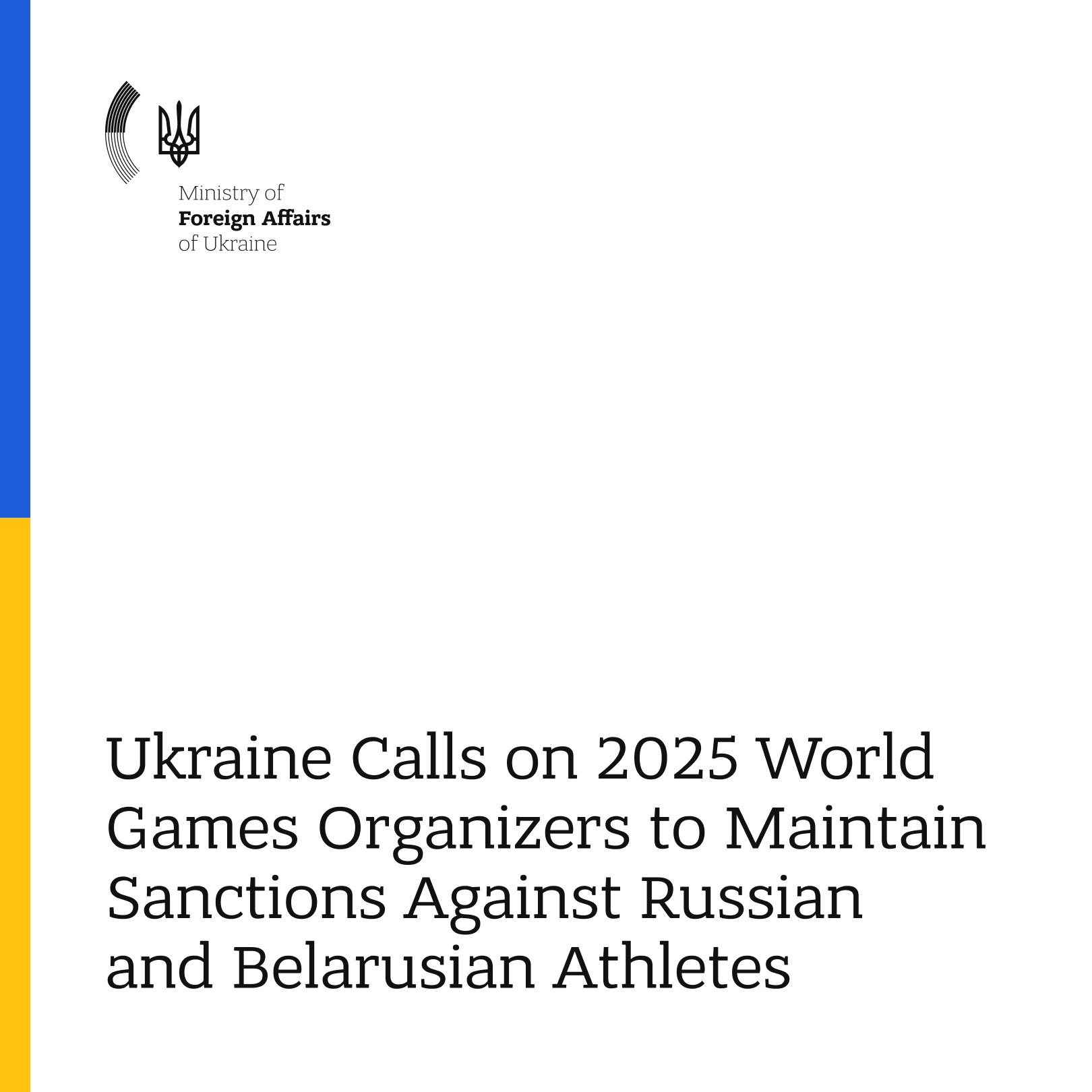 Ukraine urges World Games to keep ban on Russian and Belarusian athletes