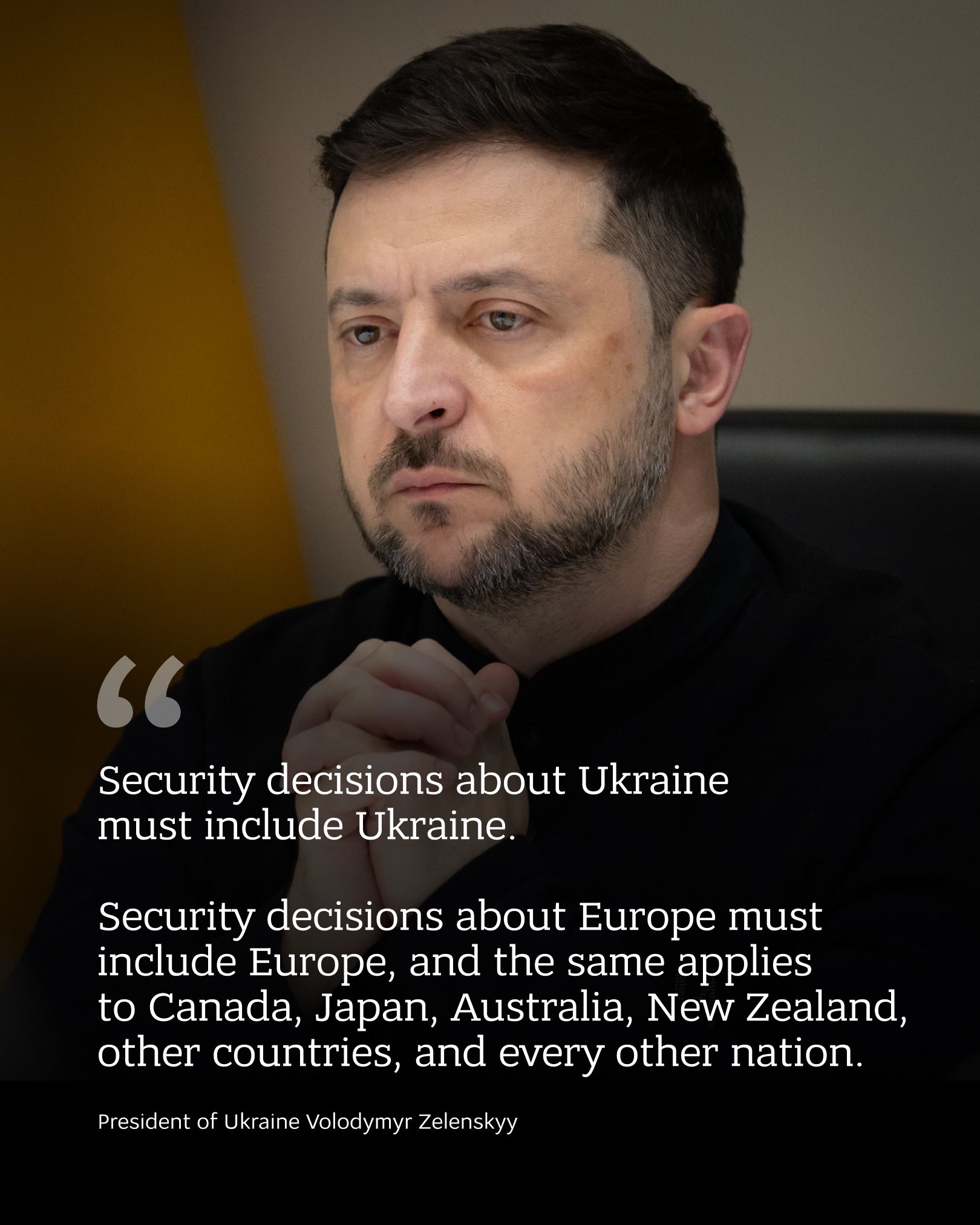 Zelenskyy: No security decisions about Ukraine without Ukraine