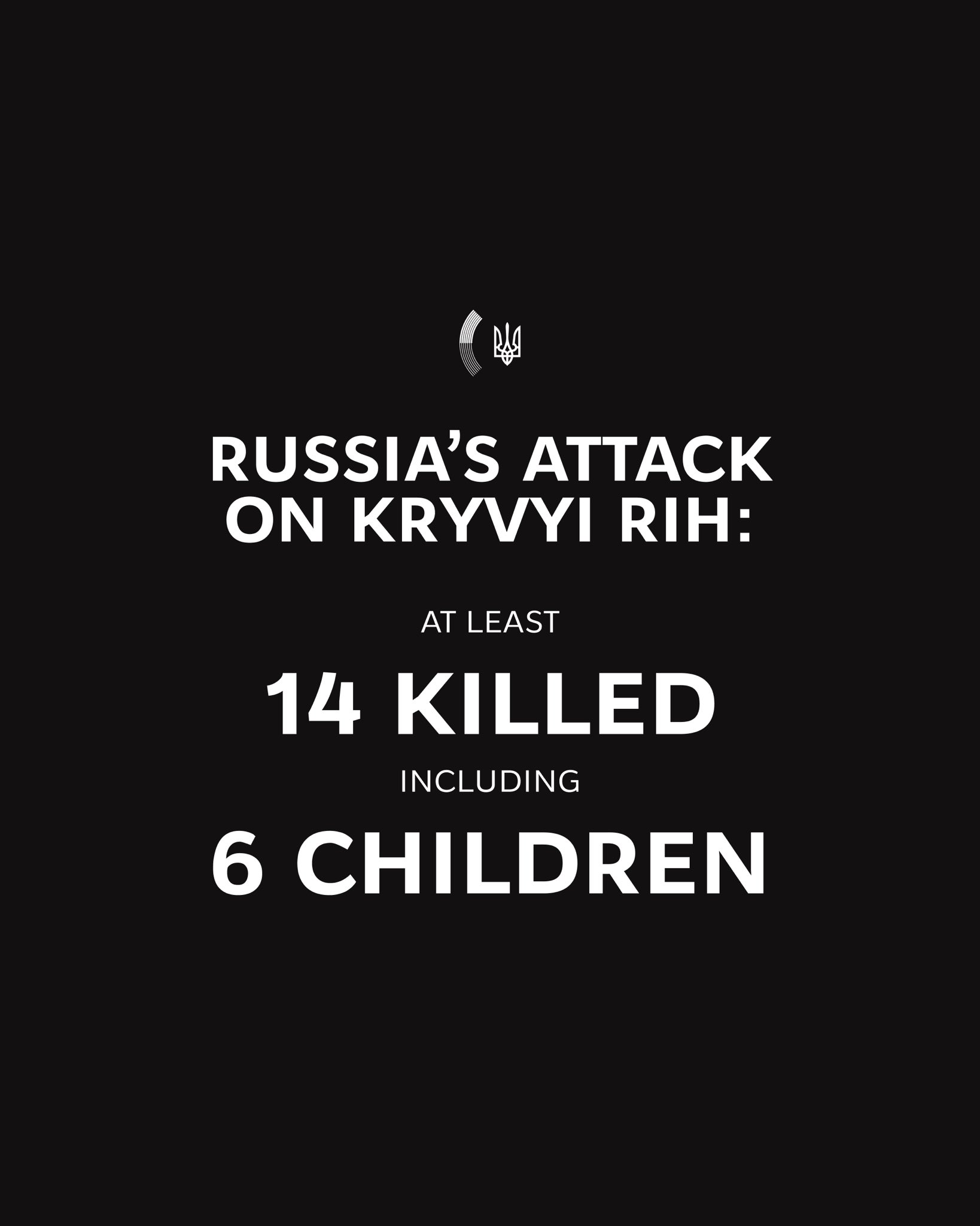 Missile strike on Kryvyi Rih kills 14, including six children.