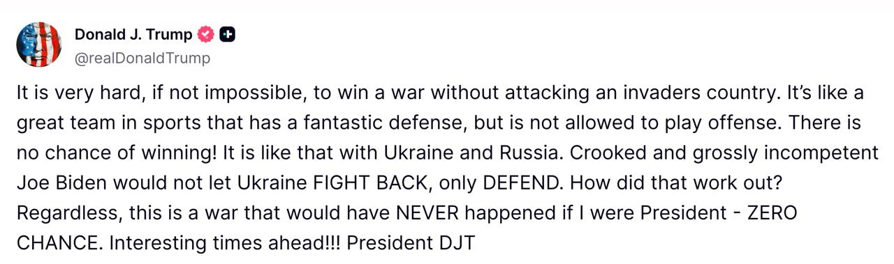 Trump: Biden restricts Ukraine’s offensive strikes in Russia, hindering defense.