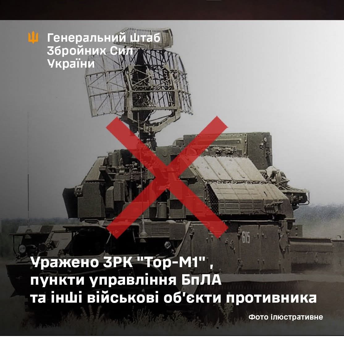 Hit Tor-M1 air defense system, UAV control points and other enemy military targets