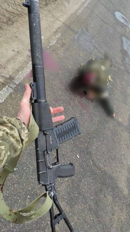 AS Val rifle taken from dead Russian soldier