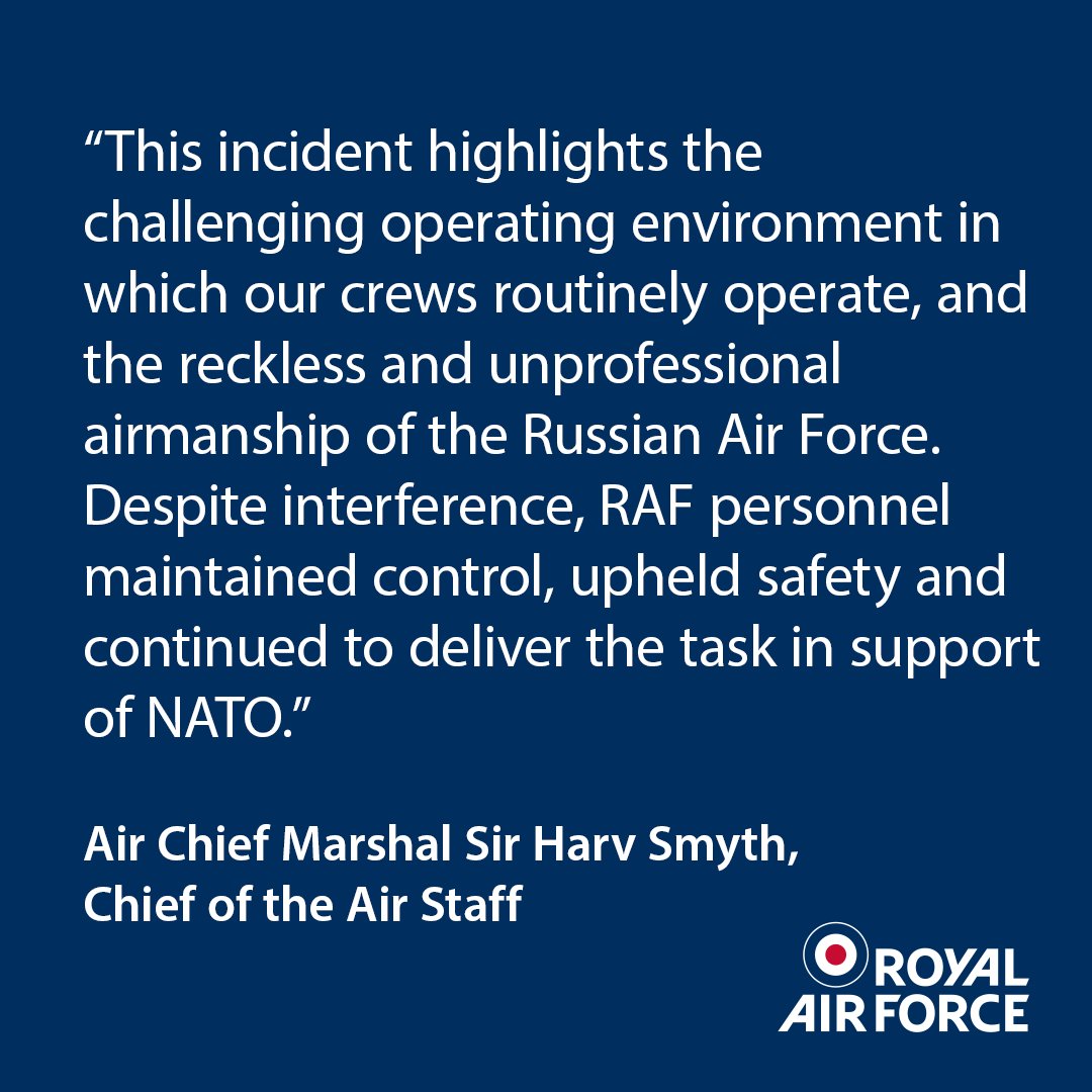 Chief of Air Staff statement on Russian air activity and RAF professionalism