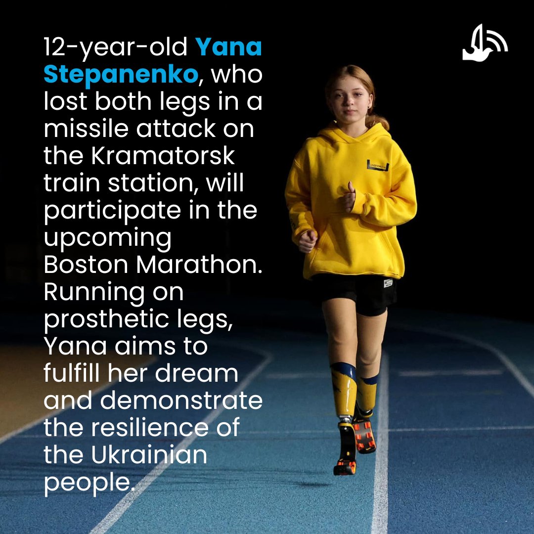 12-year-old Ukrainian Yana runs Boston Marathon for prosthetic legs
