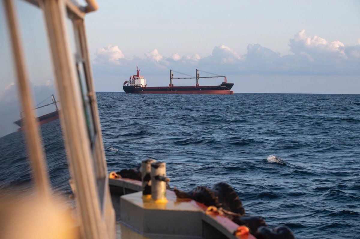 First bulk carrier for loading since invasion; grain corridor works both ways