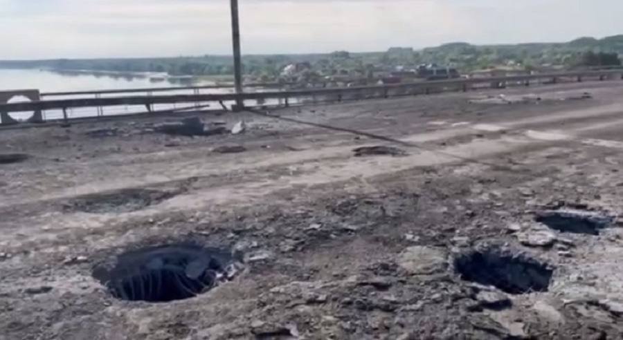 Ukrainian strikes damage Russian bridge and pontoon