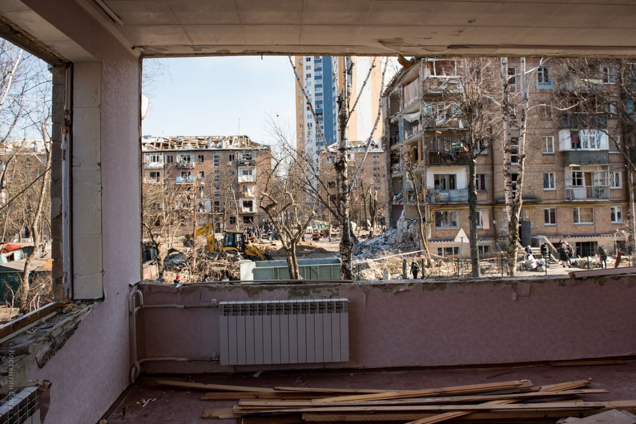 Panoramic view from Kyiv kindergarten after Russian shelling