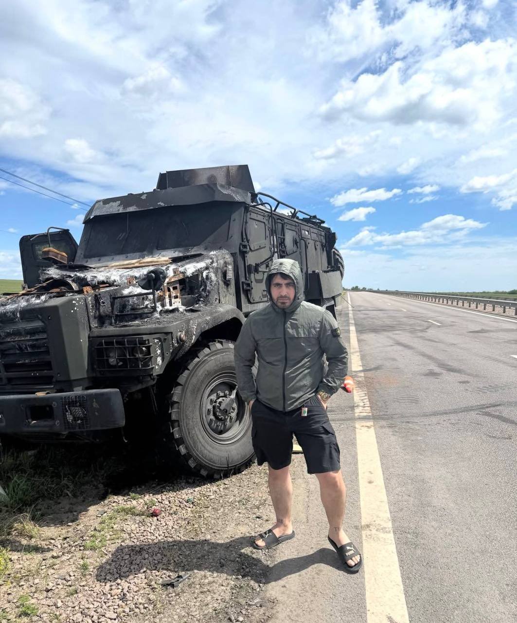 Russian armored vehicle destroyed by Ukrainian drones