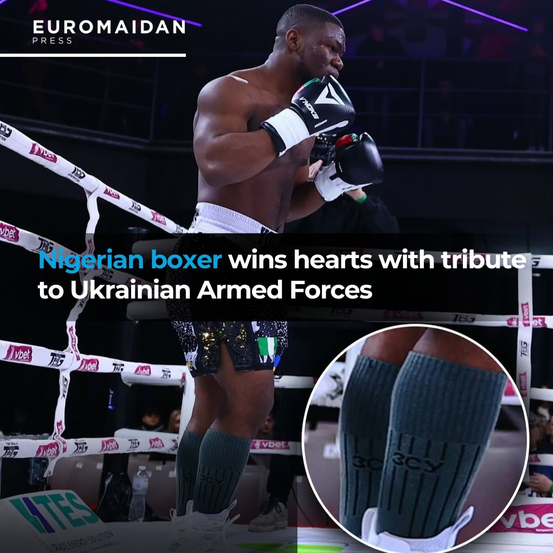 Nigerian boxer shows solidarity with Ukraine via Armed Forces socks