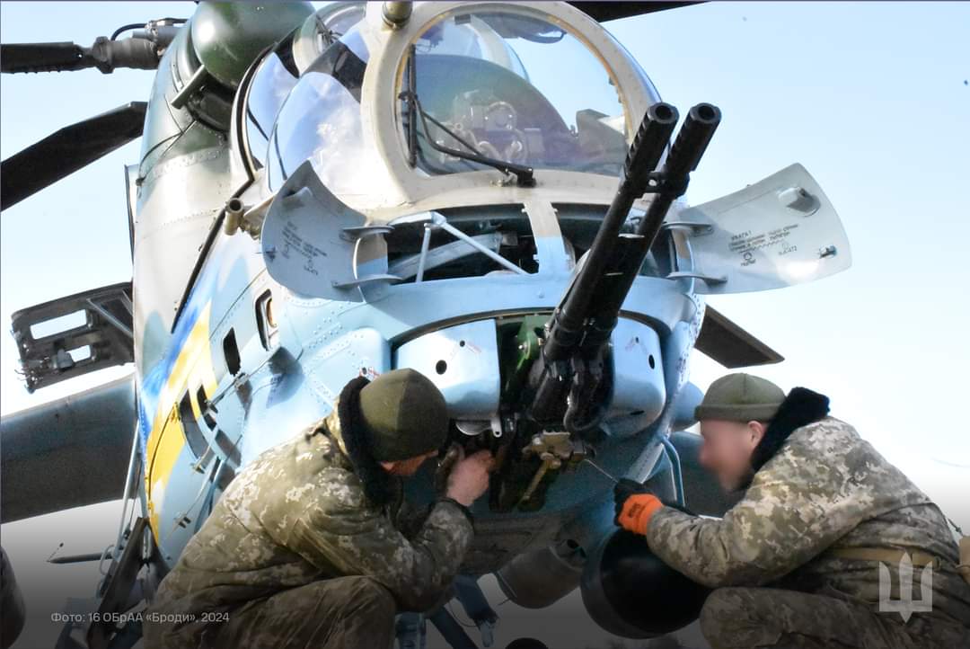 Technicians of the 16th Separate Army Aviation Brigade prepare a bird for a successful mission against the Russian occupiers