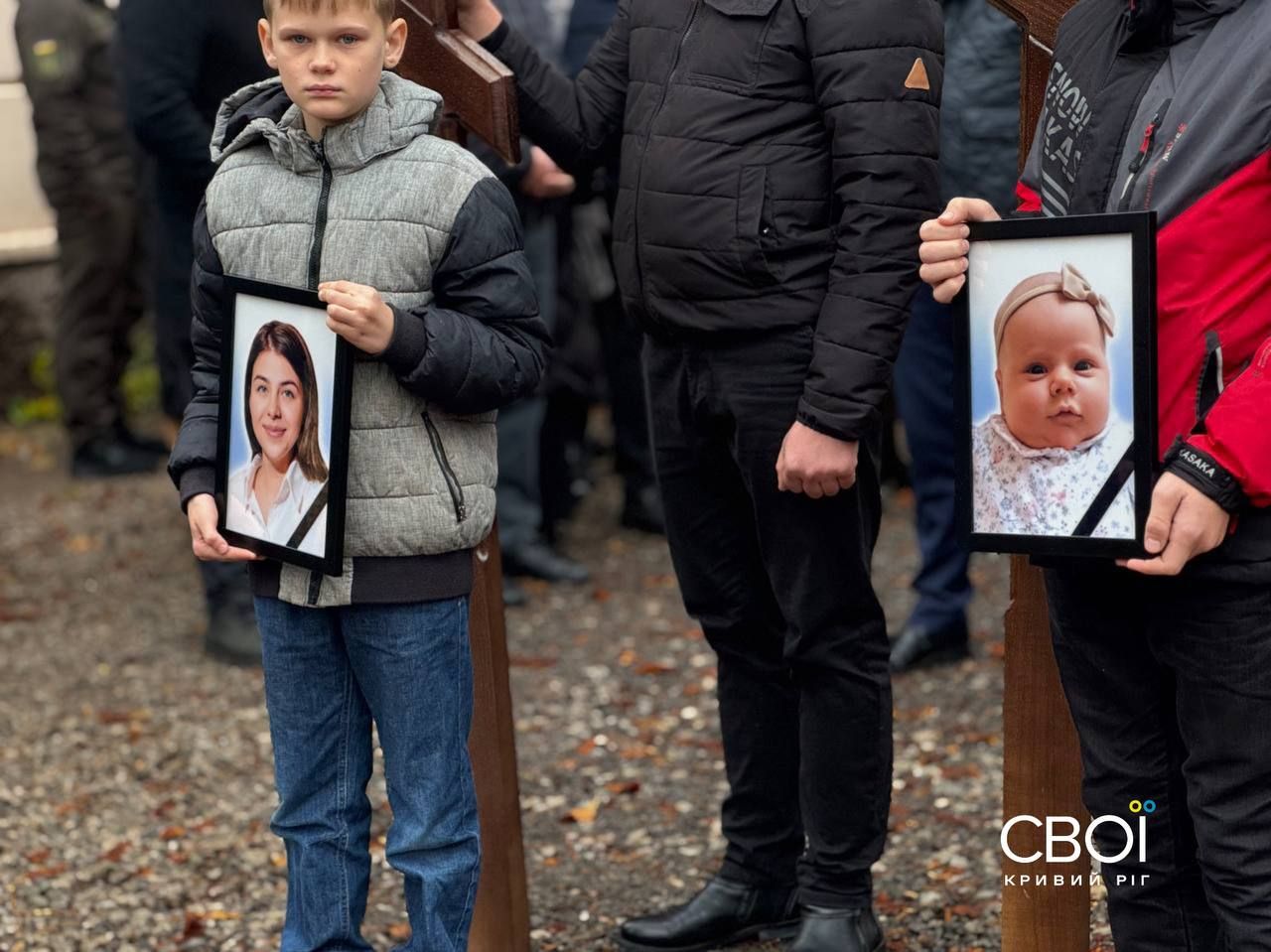 Funeral for mother and three children killed by Russian missile in Kryvyi Rih