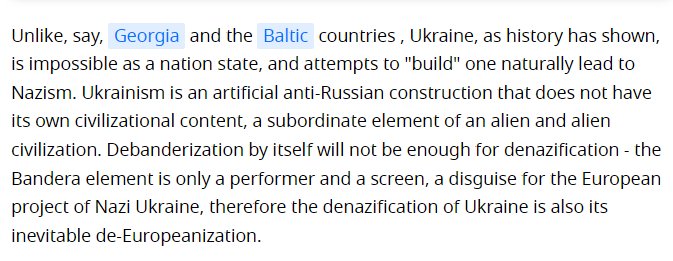State media says denazification means de-Ukrainization and de-Europeanization