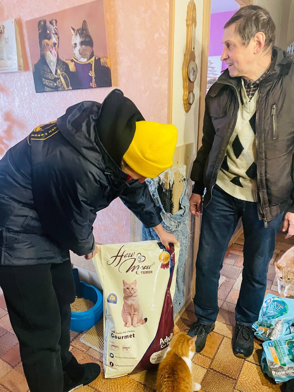 Hachiko team supports retiree Mikhail caring for 70 cats in Kharkiv