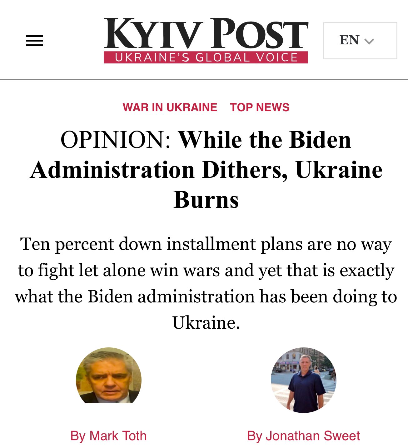 Biden Administration dithers while Ukraine burns with inadequate aid