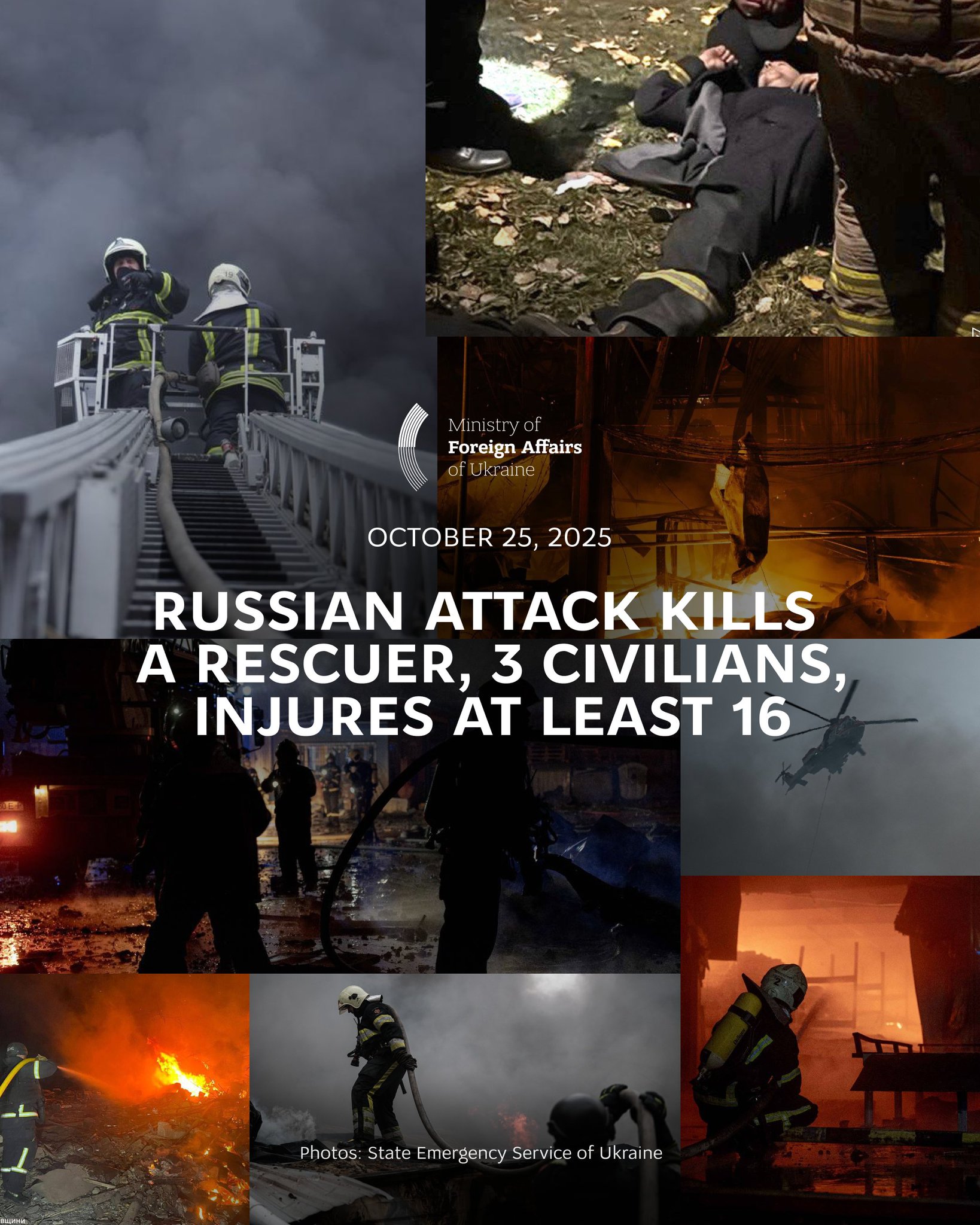 Russian overnight attack kills firefighter, three civilians, injures 16