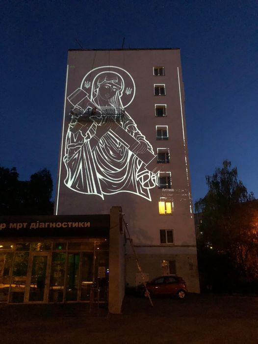 Saint Javelin mural created in Kyiv, a symbol of resistance