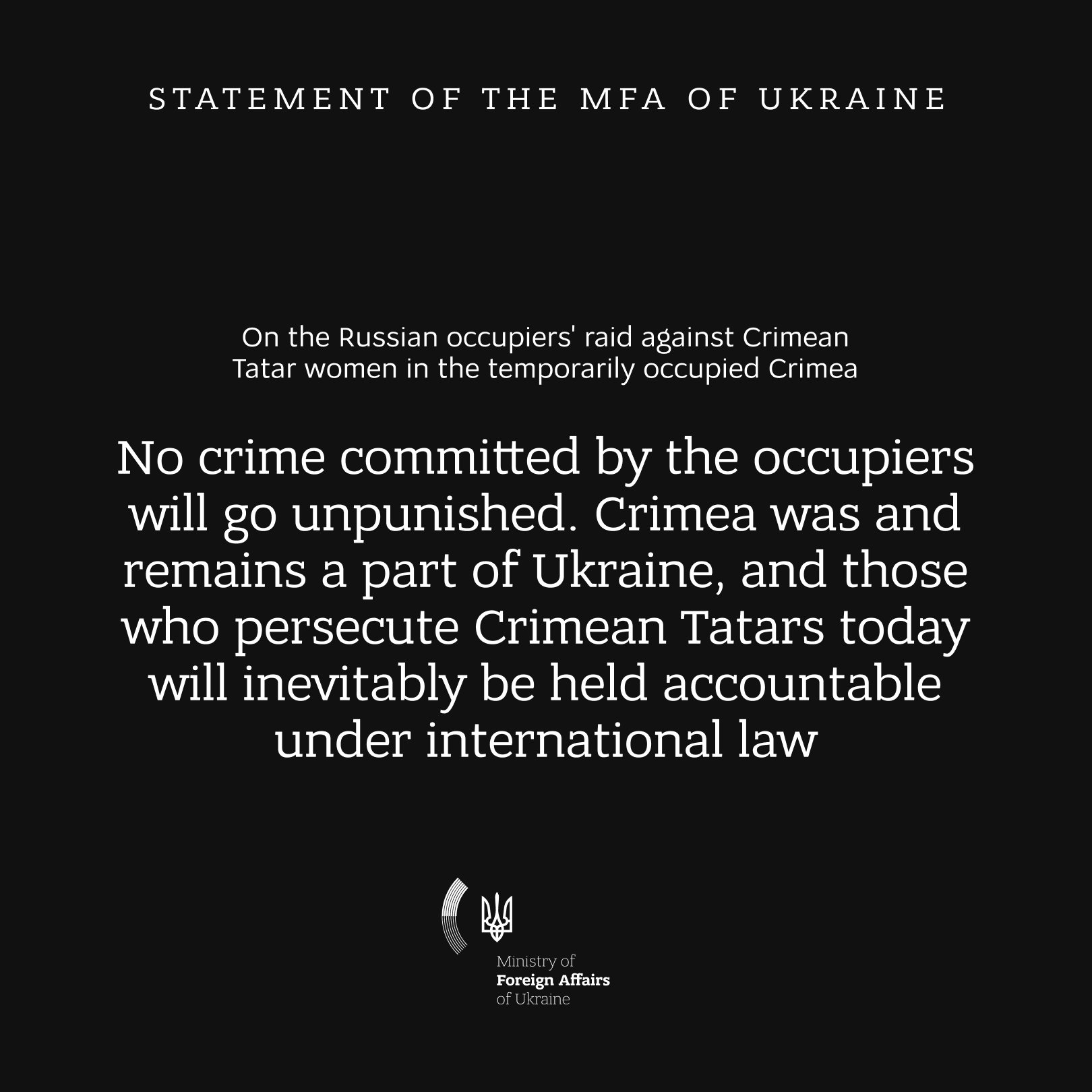 Ukraine condemns Russian repression against Crimean Tatars