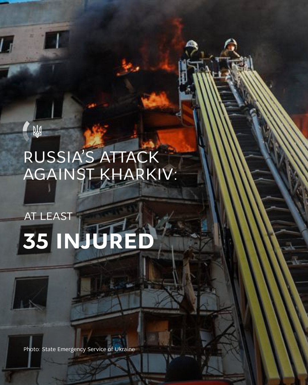 Russia attacks Kharkiv residential building with guided bomb, 35 injured