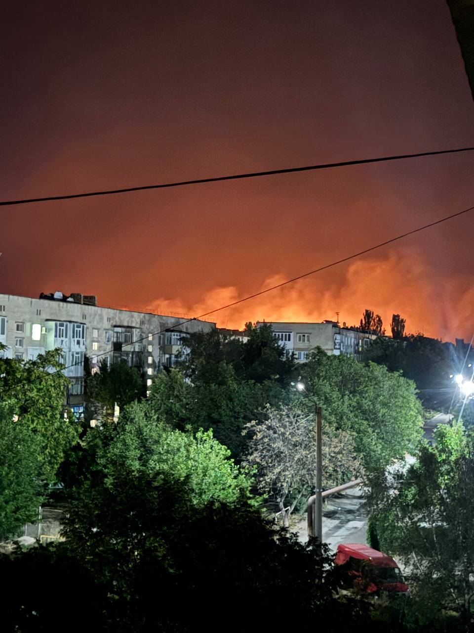 Ukrainian drone strike hits occupied Tokmak, causing large fire