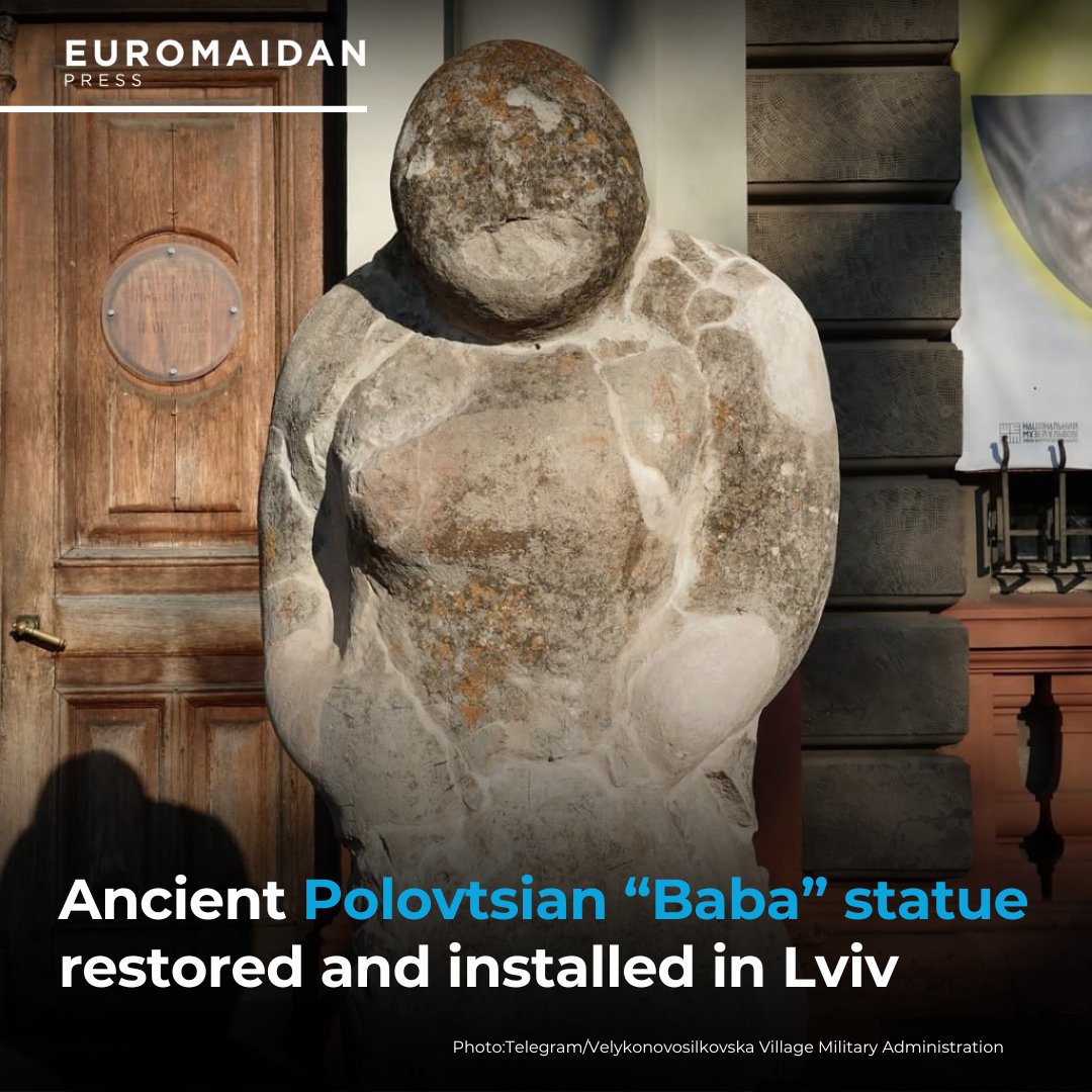 Restored Polovtsian ‘Baba’ statue installed in Lviv