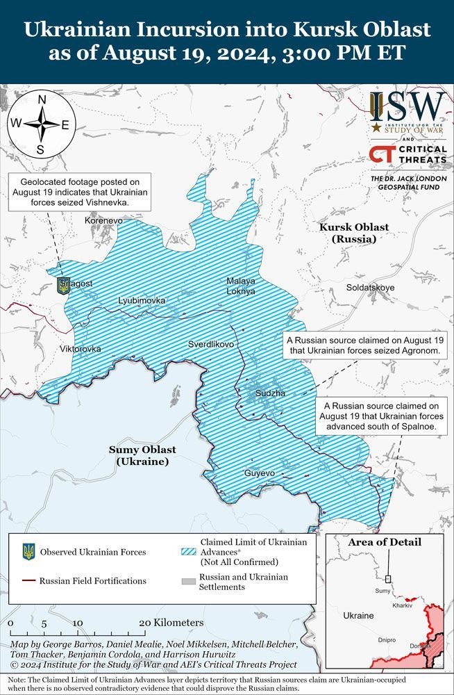ISW: Russians advance in Donbas, Ukraine gains in Kursk