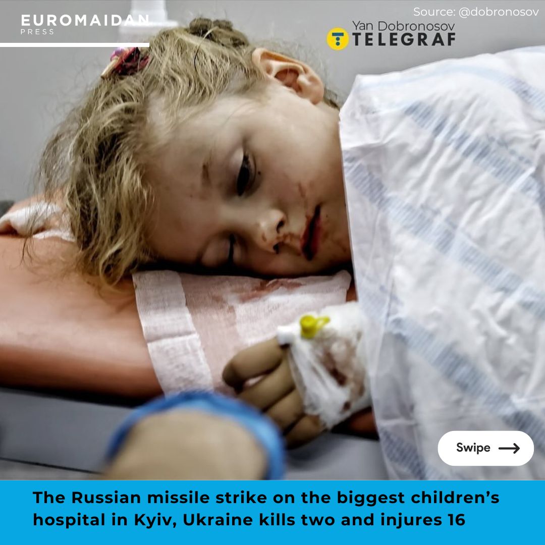 Missile strike on Okhmatdyt’s toxicology building (2 dead, 16 injured)