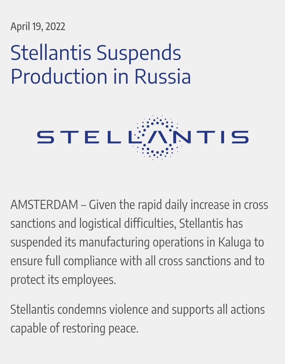 Stellantis Halts Russian Production Amid Sanctions and Logistical Hurdles